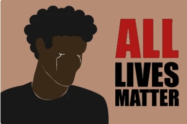 "All Lives Matte"r poster wtih a young black man weeping